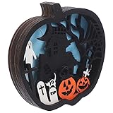 ABOOFAN Halloween-Jack-O-Laterne Aus Holz Tischdekoration Für Den Esstisch Led-Dekoration Kürbislichter Herbstdekoration Türschild Halloween-Dekoration Aus Holz DIY-Bastelarbeiten