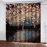 RANIEL Starry Sky Vorhang Blickdicht Gardinen mit Ösen Lampada Dei Desideri 3D Druck Blickdichte Vorhänge Vorhang Verdunkelung Wärmeisolierend Wohnzimmer Schlafzimmer 2 Stück 110x215 cm (BxH)