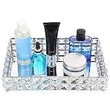 Kristallkosmetisches Make-up Tablett Schmuck Trinket Tablett Organizer Eitelkeit Tablett Schmuck Organizer Tablett Dekoratives Tablett für Snacks Dessert Bars Coffee Shops Büros Make-up Display
