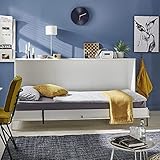 Lomadox Schrankbett 90x200 cm mit Lattenrost weiß Jugendbett Gästebett Klappbett Raumsparbett