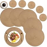 MI CASA Runde Tischsets Abwaschbar 6er Set Platzsets mit Untersetzer, 34cm Gewebte Hitzebeständige Platzdeckchen, Platzteller rutschfest für Küche Geburtstags Party Hochzeit Weihnachten - Braun