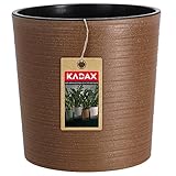 KADAX Blumentopf mit Holzspänen, eleganter Übertopf mit Einlage, Topf, Gartenschale, Blumenkübel, Blumentopfschutz für Wohnzimmer, Büro (⌀ 19cm, Braun)