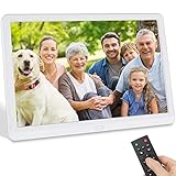 Digitaler Bilderrahmen 10 Zoll, 1920x1080P Teilweise 4K Elektronischer Bilderrahmen, Wiedergabe von Fotos/Videos mit Fernsteuerung, Kalender/Uhr/Musikplayer,Geschenk