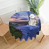 Tischdecke mit Wasserfall-Landschaft, 152,4 cm Durchmesser, rund, pflegeleicht, staubdicht, wasserdicht