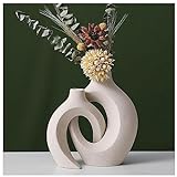 Vasen Weiß Keramik,Inneneinrichtung Deko Vasen Wohnzimmer Modern Elegant,Schlicht Deko für Vase für Pampasgras