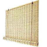 Natural Schwarz Linie Schilf Vorhang,Retro Bambusrollo Bambus Raffrollo,Rollo Bambus,Schilfrohrvorhang für Terrasse/Garten/Balkon/Küche,Wärmedämmung/Wasserdicht,65x110cm/26x44in(WxH)