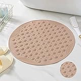 Duschmatte Mit Ablauflöchern,Badematte Antirutschmatte Dusche Duschmatte Rutschfest,PVC Badezimmermatte Rutschfest Duschwanneneinlage Mit Saugnäpfe Anti Schimmel Badematten(Size:65x65cm,Color:Khaki-A)