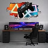tjapalo® p67 Gamer Wandtattoo Teenager Wandtattoo Kinderzimmer Name 3D Bild gamer Wandbild gaming Wandtattoo Gamer mit Name personalisiert, Größe: B50xH24cm