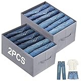 Gelanty Ordnungssystem Kleiderschrank, 2 Stück Schubladen Aufbewahrungsbox Organizer mit 6 Fächern für Jeans, T-Shirts, Leggings, Kleider, Schals