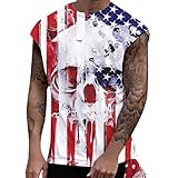 Lässige Tanktops für Herren amerikanische Flagge ärmellos patriotische T-Shirts Coole Trainings-T-Shirts Fitness-Weste Sporthemden Arme Uhren Männer (Rot-C,Rot-C)