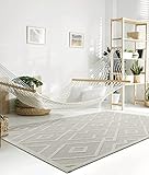 the carpet Santo Outdoor Teppich wetterfest - hochwertiger Balkon Teppich Creme - Boho Teppich mit Raute-Muster in 120 x 170 cm aus Polypropylen