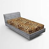 ABAKUHAUS Braun Ecru Spannbetttuch, Leopard-Druck, Soft Dekorativer Stoff Bettwäsche Rund-um Elastischer Gummizug, 90 x 200 cm, Braun Ecru