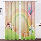 Vorhänge GrüNer Regenbogen Vorhang Blickdicht VerdunklungsvorhäNge mit öSen, Gardinen Wohnzimmer Schlafzimmer Modern Bedruckt Curtains H 175 X B 140 cm 2er Set