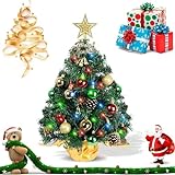 60cm Mini Weihnachtsbaum,Mini Tannenbaum für Tisch,Weihnachtsbaum Miniatur,Mini Weihnachts Baum mit LED Lichterketten,Künstlicher Weihnachtsbaum,Weihnachts Baum Klein,Christbaum,Weihnachtsdeko