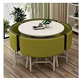 Moderner Konferenztisch Business Couchtisch Einfacher Tisch und Stuhl Set Modernes Design Runder Tisch Balkon Wohnzimmer Esstisch Büro Besprechungsraum Lounge (Color : Dark Green) (Armeegrün)