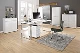 moebel-dich-auf Komplettes Arbeitszimmer - Büromöbel Komplett Set Modell Maja YES in Weiss matt - weißglas (Set 4)