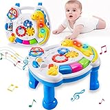 TOEY PLAY Spielzeug ab 1 Jahr Musikspielzeug Aktivität Spieltisch mit Tiere, Musik, Farben und Formen Babyspieltisch Geschenk 12 18 Monate Mädchen Junge