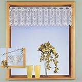 Fashion&Joy - Gardine Scheibengardine in HxB 30x160 cm - Serie aus edlem Jacquard Landhaus in weiß mit Spitze - Panneaux romantisch Shabby Chic - Ökotex Typ406