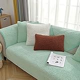 Suuki sofaläufer,Sofaschoner,Wintersofabezug für Ledercouch,hochwertige Dicke Plüschsofabezüge,warme Couch Protector,maschinenwaschbare Sofabezüge-Grün_110 * 210 cm