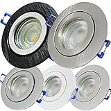 Lichtfaktor24 LED Bad Einbaustrahler 12V inkl. 8 x 5W LED LM Farbe Schwarz IP44 LED Einbauleuchte Neptun Rund 4000K mit Trafo