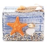 Holz-Schmuckkästchen, Mediterraner Stil, Hölzerne Schmuck-Süßigkeitsbox, Tragbare Kleine Aufbewahrungs-Schmuckschatulle, Organizer für Ohrringe, Halskette, Brosche, Ring (Seestern)