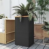 JUNZAI Pflanzkübel, Blumentopf Draussen, Blumenkübel, Pflanzkübel, Übertopf, Pflanzentopf, Blumenkasten, Flower Pot, Pflanztrog, Flowerpot, Schwarz 40x40x80 cm Poly Rattan