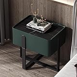 WOLWES Nachttische, Nachttisch Modern mit Offenem Stauraum, Beistelltisch mit Schublade, Nachttisch Holz, für Wohnzimmer, Büro (Color : Dark Green, Size : 19.7in/50cm)