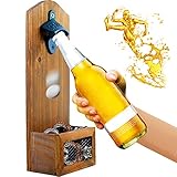 Goldmiky Hölzerne Flaschenöffner zur Wandmontage, Vintage-Holz-Flaschenöffner für Bar, Küche, Terrasse,Wand Flaschenöffner Flasche Öffner Bar Bier, Geschenk für Männer und Bierliebhaber