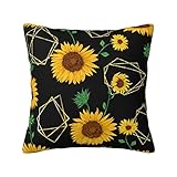 hansgo Kissenbezug mit Sonnenblume, goldfarbene polygonale Formen, dekorative Kissenbezug, gelbe Blumen, geometrisches Muster, Kissenbezug für Zuhause, Couch, Bett, Sofa, Dekoration, 45,7 x 45,7 cm