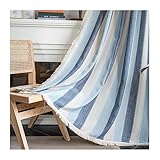 Ayoiow Fenster Vorhänge, Vorhang Blickdicht 2Er Set Blue 132X300CM Ür Maximale Verdunkelungsvorhang In Wohnräumen Schlafzimmern Büros Kontraststreifen Im Landhausstil