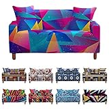 Mateju Sofabezug Stretch 1/2/3/4 Sitzer, Geometrie Antirutsch Sofaüberwürfe Ecksofa Spannbezug L Form Sofa Couchbezug Sesselbezug für Wohnzimmer Wohnkultur (Neon Dreieck,1-Sitzer 90-140cm)