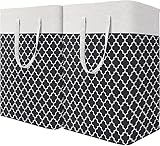 ALINK 2 Stück 72L Groß Wäschekorb Organizer mit erweitertem Griff, Faltbarer Wäschesammler Wäschebox Aufbewahrungskorb, Tragbar Wäschesortierer für Wäsche, Kleidung, Decken, Kissen (Schwarze Laterne)