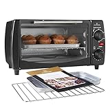 MisterChef® Elektrischer tragbarer Mini-Ofen und Grill, Temperaturen bis zu 250 °C, 30 Minuten Timer, automatische Abschaltung, 800 W, Schwarz