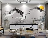 FBITE Wandmalerei Selbstklebende Große Tapete Rauch wie eine Landschaft Klassische Tapete Fischerboot Kran Neue Hintergrundtapete Home Decoration Dekoration Wandbild Custom 3D Tapete Paste 350x256cm