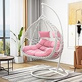 Schaukel Schaukelstuhl Hängekorb Rattanstuhl Indoor Balkon Outdoor Schaukelstuhl Lazy Hammock Net Red Hängesessel Home Balkon (C White)