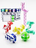 CreatissiMe® Magic Snake Premium 6er Set | 24 Blöcke pro Schlange | Ideale Mitgebsel sowie Gastgeschenke für Kindergeburtstage | Feld für persönliche Nachrichten | kreatives Knobelspiel für unterwegs