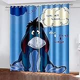 Vorhang 3D Cartoon Lustiges Tier Esel Muster 2 Stück Gardinen Blickdicht Vorhänge Verdunkelung Mit Ösen Vorhang Wohnzimmer Schlafzimmer 264x213 Cm Thermo Fenster, Vorhänge Für Dekor Kinder Mädchen