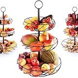 Marks & Rivers Obst Etagere 3 Stöckig XL | Super Stabile Obstschale Etagere 3 Etagen schwarz für Elegante Obst Aufbewahrung in Küche & Wohnzimmer | Obstkorb Etagere Metall modern