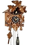 Kuckucksuhr Kuckuckuhr Echtholz NEU batteriebetriebenes Quartzwerk Musik Kuckuckruf Eble -Fünflaub 22cm-