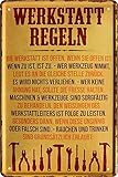 schilderkreis24 – Blechschild Lustiger Spruch Handwerker Deko Garage Metallschild Werkstatt Vintage Retro Mechaniker Schrauber 20x30 cm (A - Werkstatt Regeln)