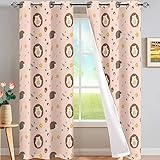 SJSXWQN Vorhänge Rosa Igel Gardinen mit Ösen Vorhang Blickdicht Thermo Verdunklungsvorhänge Schiebegardinen für Schlafzimmer Wohnzimmer H 175 x B 140 cm 2er Set
