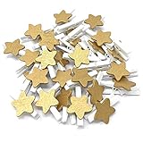 10x 30 mm Mini-Wäscheklammern weiß mit 18 mm Gold Sterne Craft für Shabby Chic Hochzeit und Weihnachten