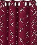 Amazon Brand - Umi 2 Stück Gardine Thermovorhang Lichtdicht Vorhang Ösenvorhänge Schlafzimmer 260x140 cm Rot