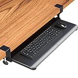 BONTEC Tastaturablage, Unter dem Schreibtisch Ausziehbar mit C Klemme Groß Format, Standfest Schiebbarer Tastaturständer, 650x300 mm Computer Schublade zum Tippen, Keine Schraube im Schreibtisch