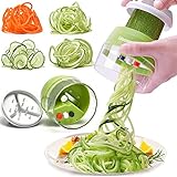 MOOREDLIFE Spiralschneider 4 in 1 Gemüseschneider, Hand Spiralschneider Gemüse, Gemüsehobel für Gemüsespaghetti, Zucchini, Karotte, Gurke, Kürbis, Kartoffel