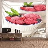 Banemi Tapestry Aesthetic, Wandtuch Weiß Polyester Eisdessert Zum Thema Essen Wandteppich Wanddekoration 350x256cm