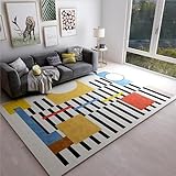 AU-OZNER tepiche für Wohnzimmer Gelbe Teppiche, hochwertige Feuchtigkeit beständige, wasch Bare Anti-Milben-Teppichegartenteppich,Gelb,80x120cm