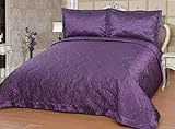 Tagesdecke Bettüberwurf Steppdecke Decke Sofaüberwurf Überwurf Set - hochwertige Bettdecke für Doppelbett Schlafzimmer Gefüttert Gesteppt 250x260cm mit 2 Kissenbezügen - Violett Lila Pflegeleicht Diamant