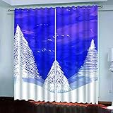 Verdunkelungsvorhänge Ösen Vorhang Blickdicht Gardinen Schlafzimmer Wohnzimmer Kinderzimmer Balkon Thermogardine 3D Wald-Cartoon-Wolf Muster Moderne Fensterdekoration 240X264Cm