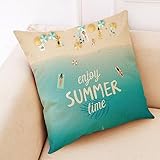 1 Kopfkissenbezug 45x45cm, Pillowcase Blau Sommer Leinen Kissenbezug Sitzkissen Dekokissen Couchkissen Dekoration